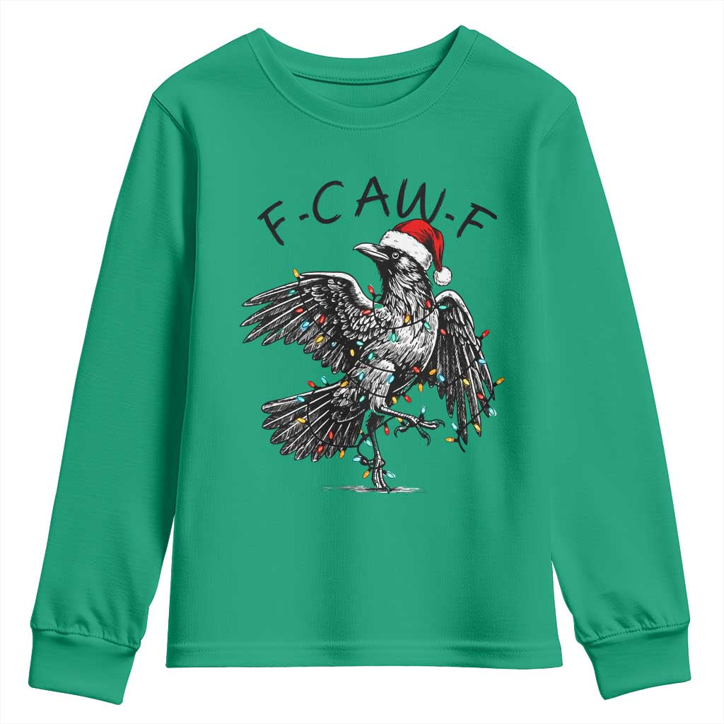 Christmas F Caw F Youth Sweatshirt Funny Black Crow Meme - Wonder Print Shop