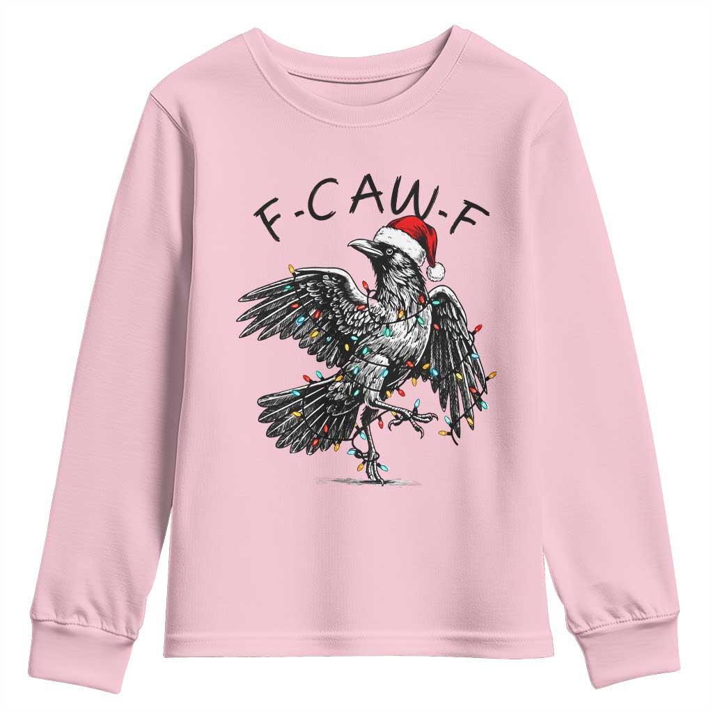 Christmas F Caw F Youth Sweatshirt Funny Black Crow Meme - Wonder Print Shop