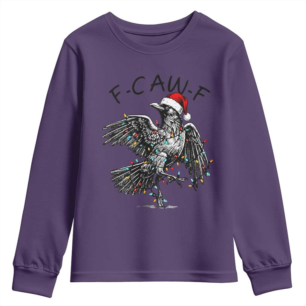 Christmas F Caw F Youth Sweatshirt Funny Black Crow Meme - Wonder Print Shop
