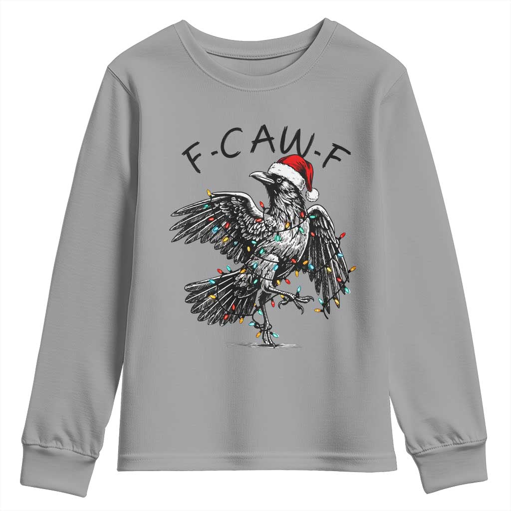 Christmas F Caw F Youth Sweatshirt Funny Black Crow Meme - Wonder Print Shop