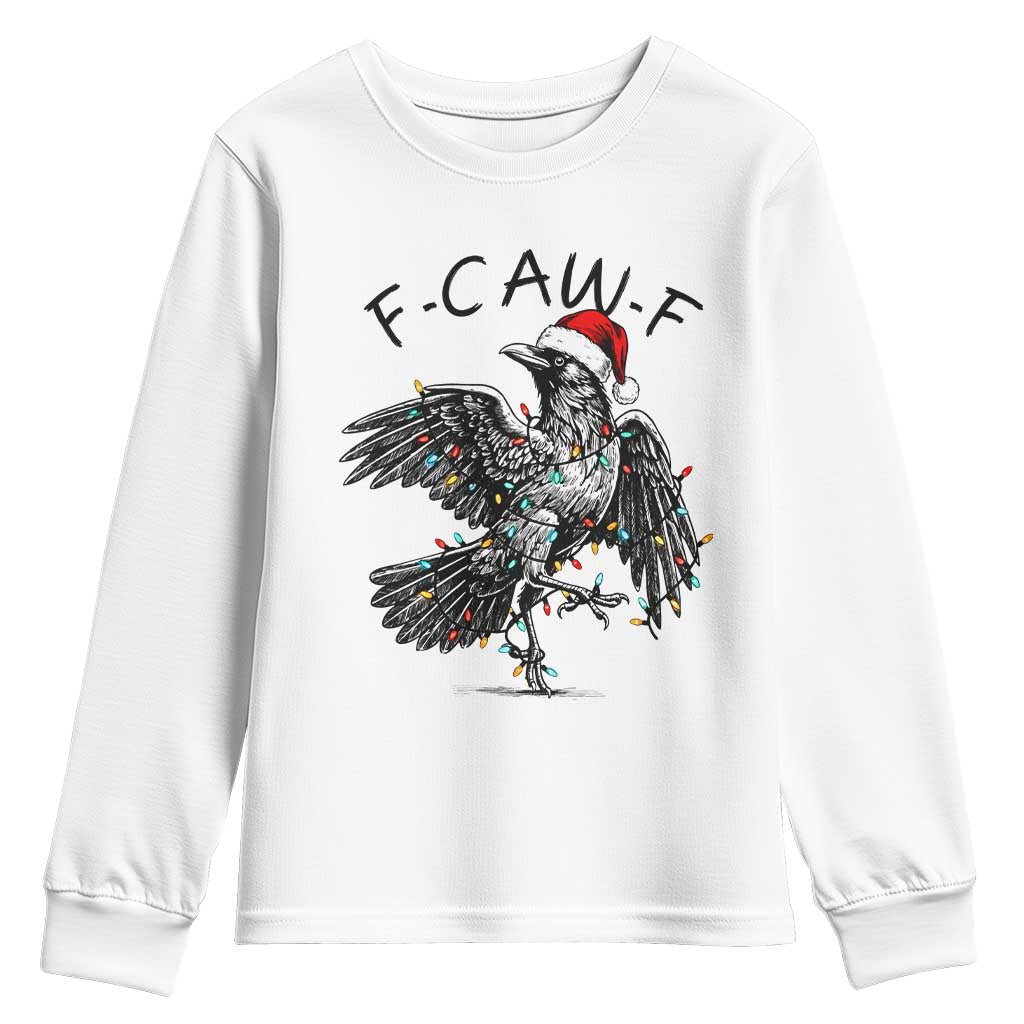 Christmas F Caw F Youth Sweatshirt Funny Black Crow Meme - Wonder Print Shop