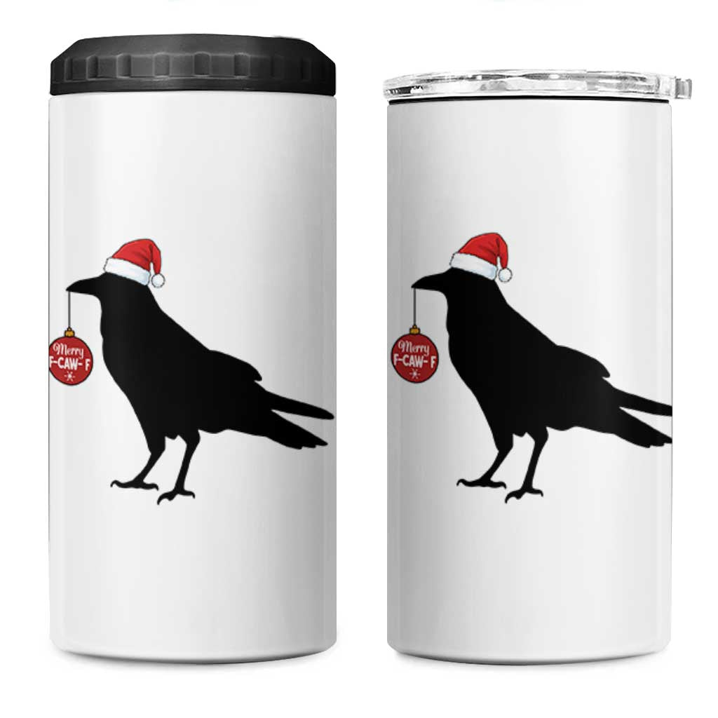 Christmas F Caw F 4 in 1 Can Cooler Tumbler Funny Black Crow Merry Xmas - Wonder Print Shop