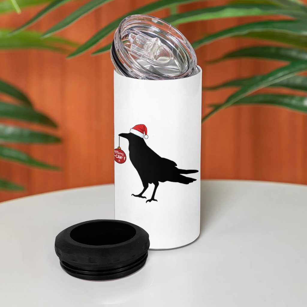 Christmas F Caw F 4 in 1 Can Cooler Tumbler Funny Black Crow Merry Xmas - Wonder Print Shop