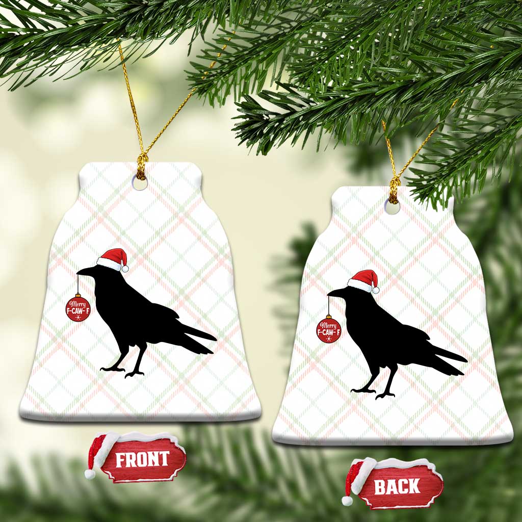 Christmas F Caw F Ceramic Ornament Funny Black Crow Merry Xmas - Wonder Print Shop