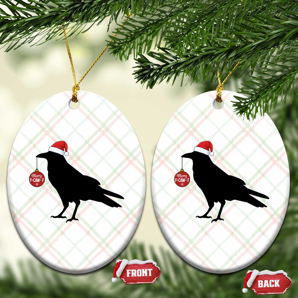 Christmas F Caw F Ceramic Ornament Funny Black Crow Merry Xmas - Wonder Print Shop