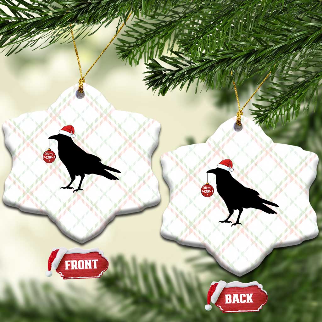 Christmas F Caw F Ceramic Ornament Funny Black Crow Merry Xmas - Wonder Print Shop