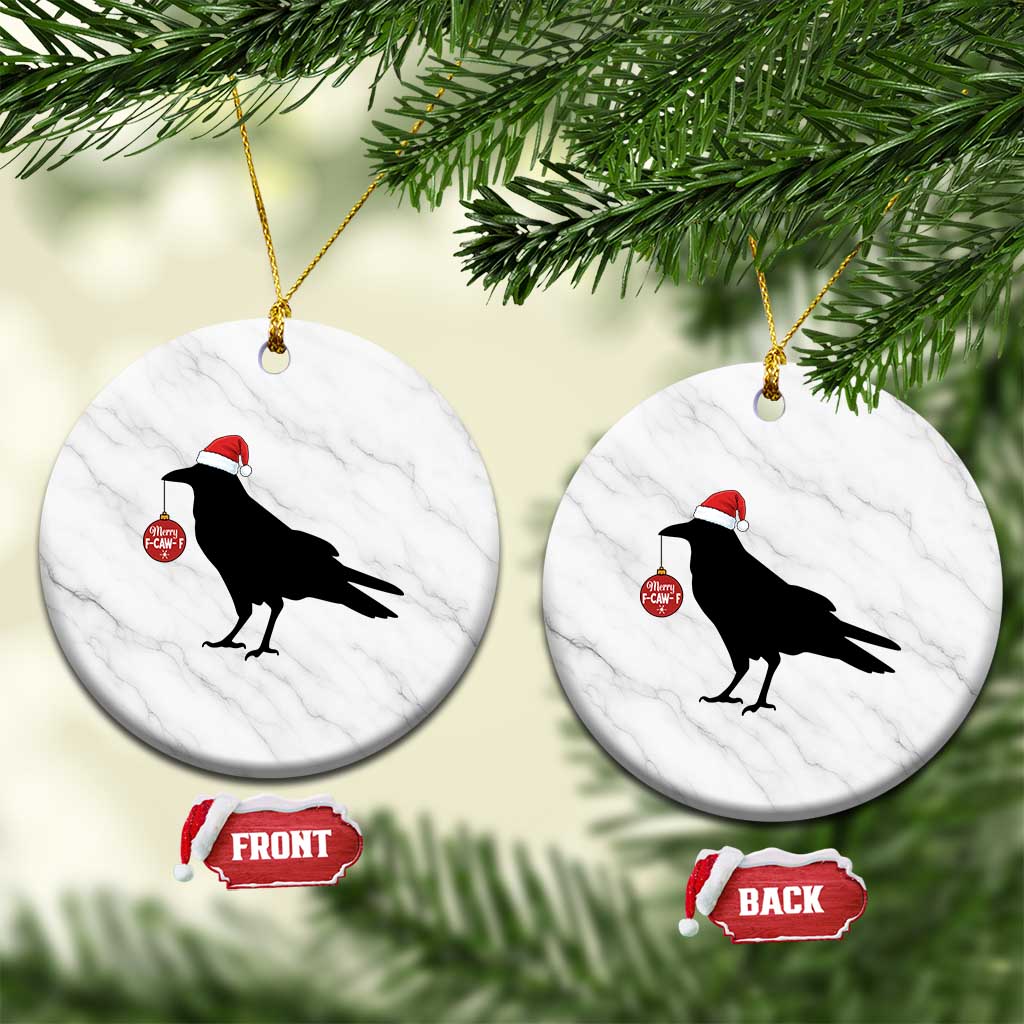 Christmas F Caw F Ceramic Ornament Funny Black Crow Merry Xmas - Wonder Print Shop