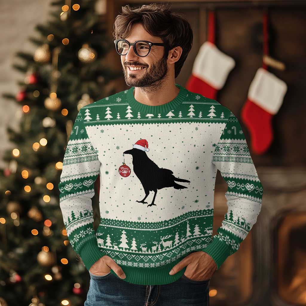 Xmas F Caw F Ugly Christmas Sweater Funny Black Crow Merry Xmas - Wonder Print Shop
