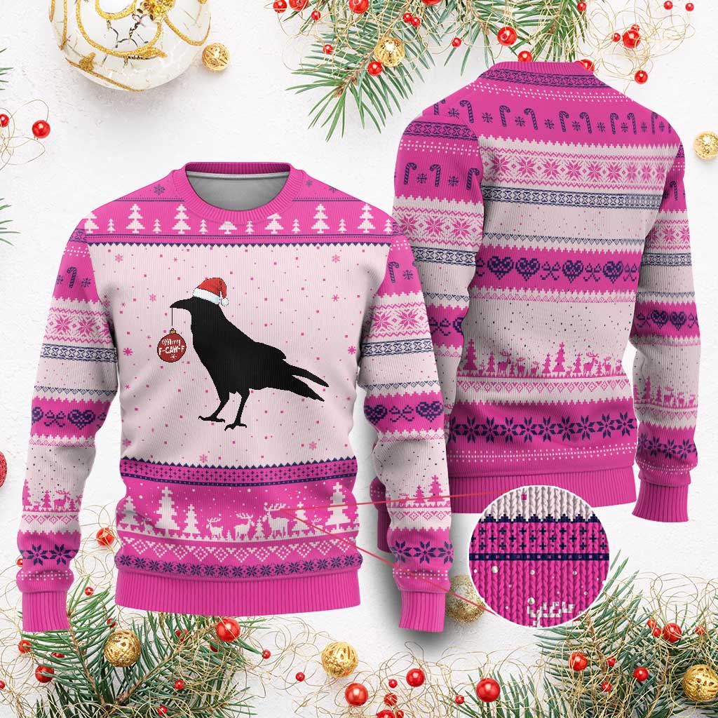 Xmas F Caw F Ugly Christmas Sweater Funny Black Crow Merry Xmas - Wonder Print Shop