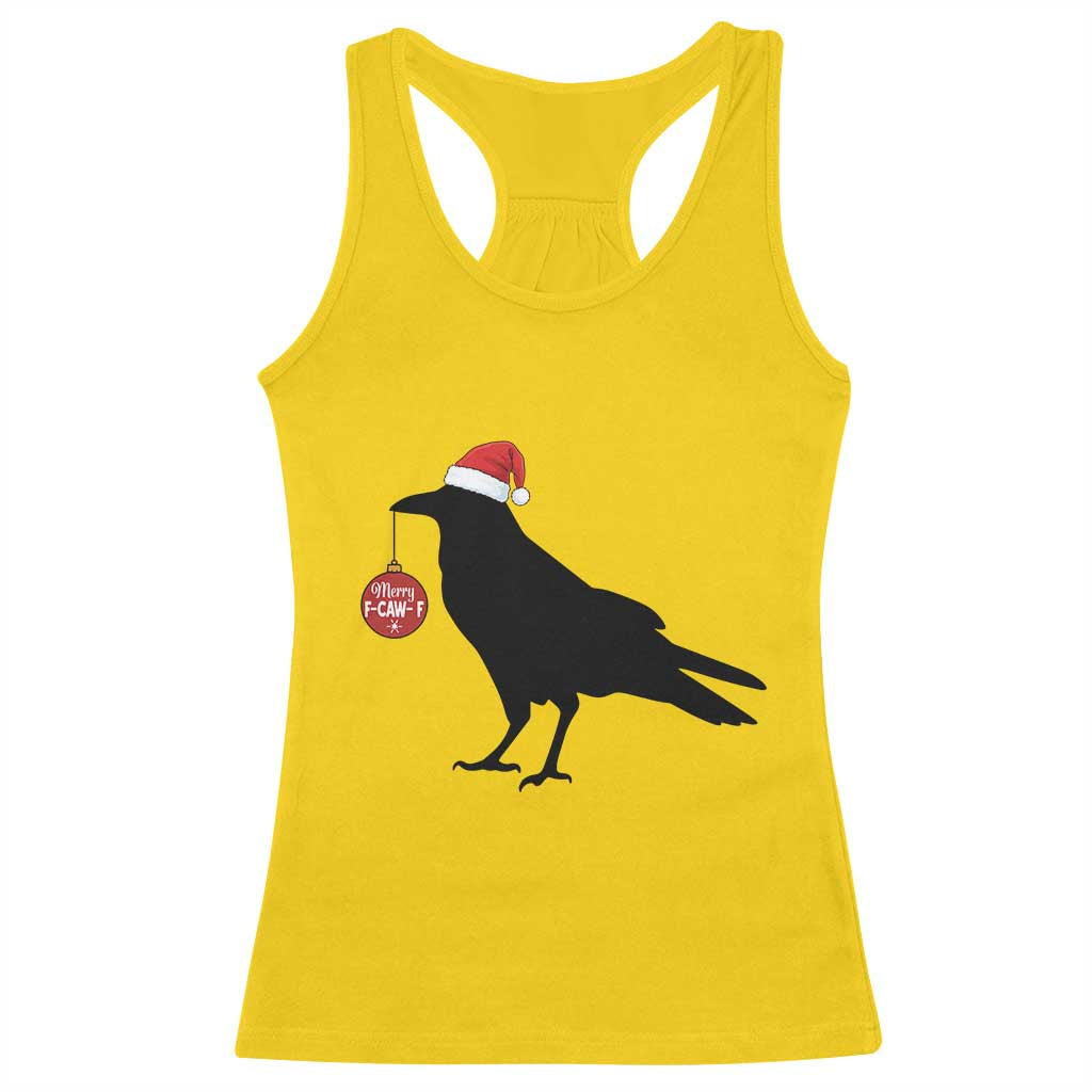 Christmas F Caw F Racerback Tank Top Funny Black Crow Merry Xmas - Wonder Print Shop