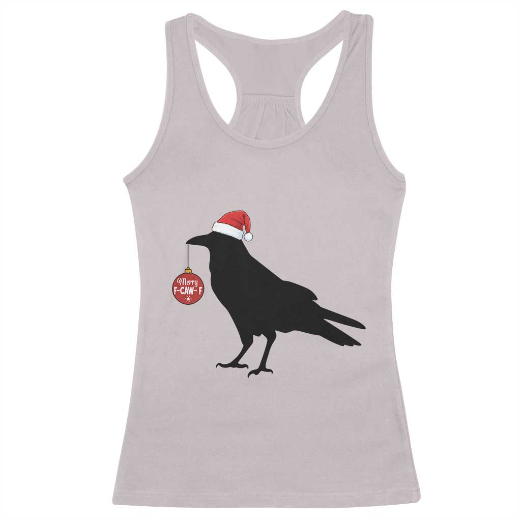 Christmas F Caw F Racerback Tank Top Funny Black Crow Merry Xmas - Wonder Print Shop