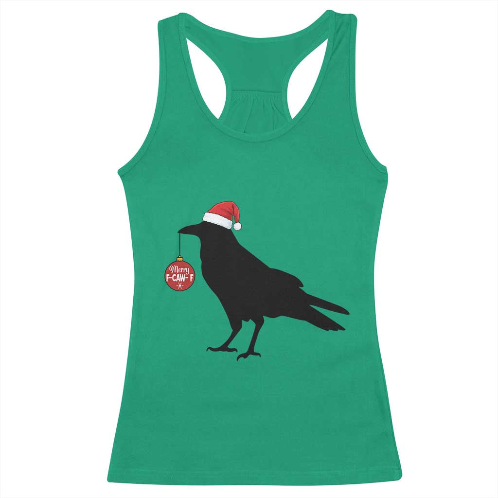 Christmas F Caw F Racerback Tank Top Funny Black Crow Merry Xmas - Wonder Print Shop