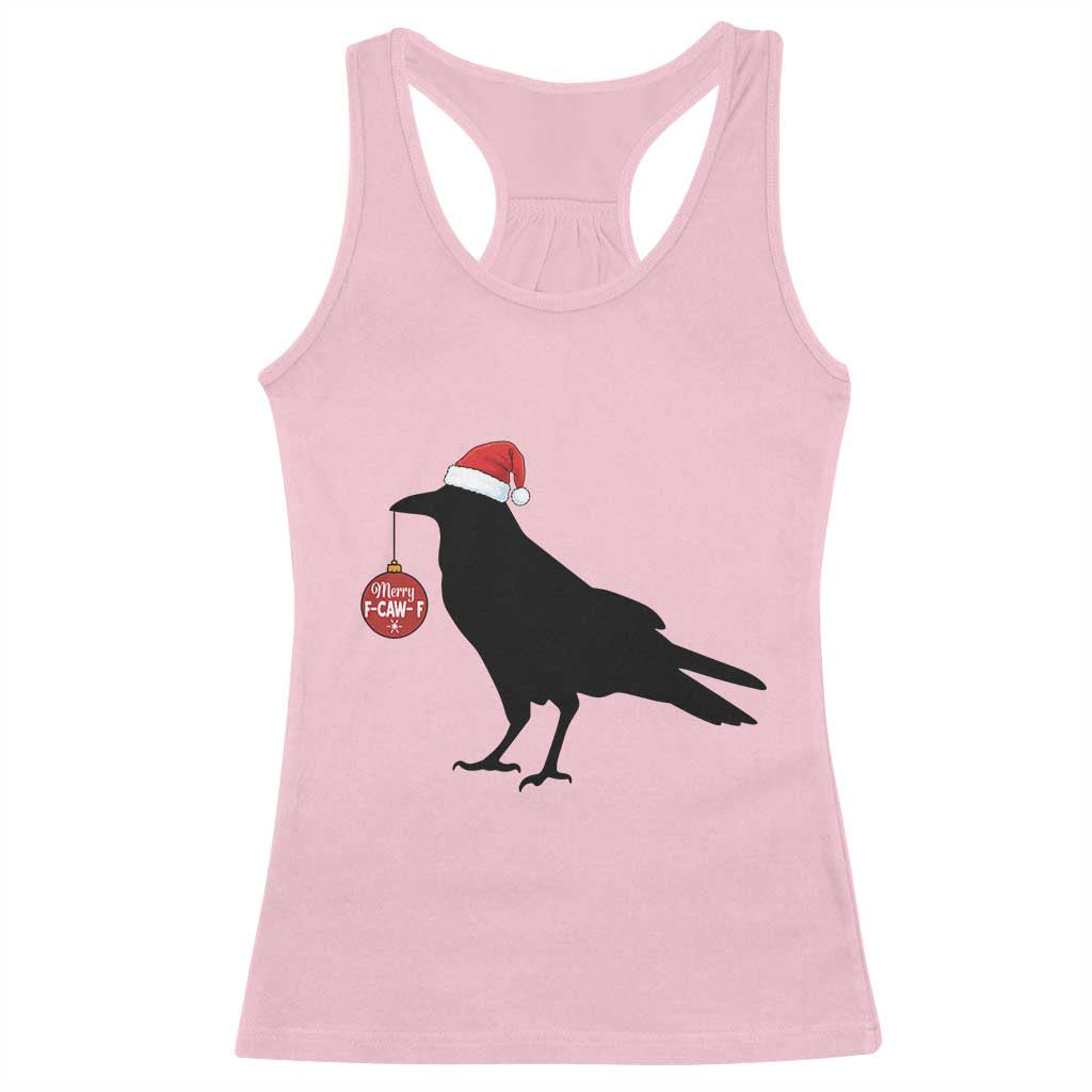 Christmas F Caw F Racerback Tank Top Funny Black Crow Merry Xmas - Wonder Print Shop