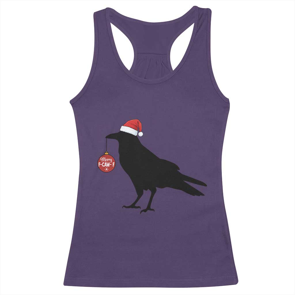 Christmas F Caw F Racerback Tank Top Funny Black Crow Merry Xmas - Wonder Print Shop