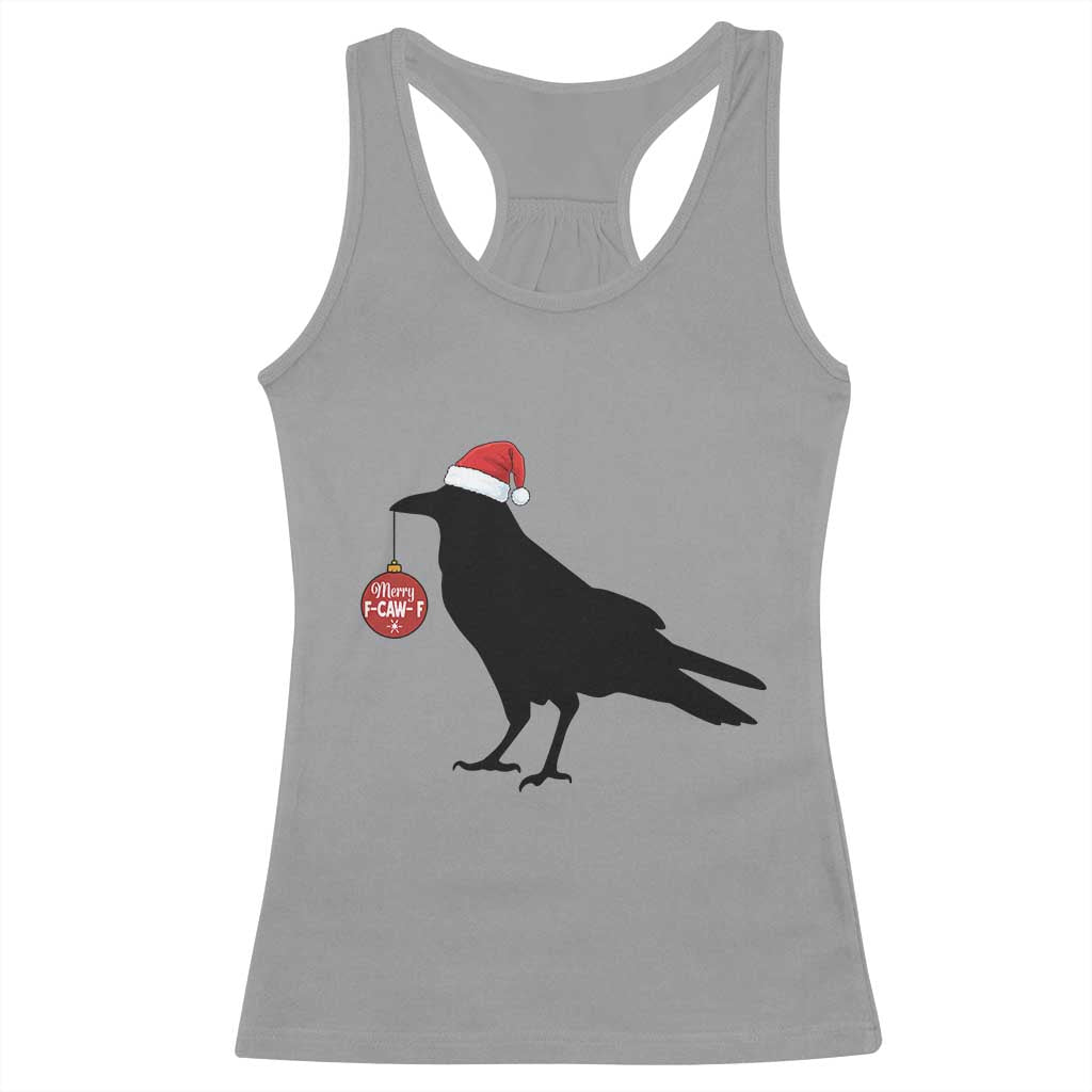Christmas F Caw F Racerback Tank Top Funny Black Crow Merry Xmas - Wonder Print Shop