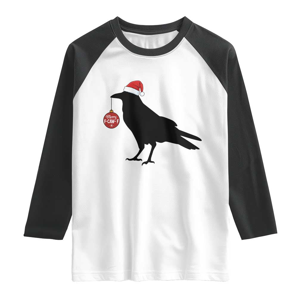 Christmas F Caw F Raglan Shirt Funny Black Crow Merry Xmas - Wonder Print Shop