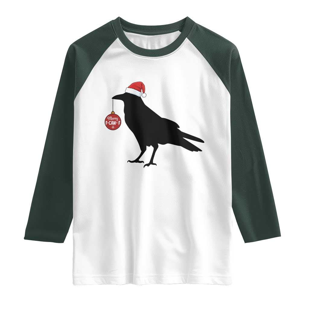 Christmas F Caw F Raglan Shirt Funny Black Crow Merry Xmas - Wonder Print Shop