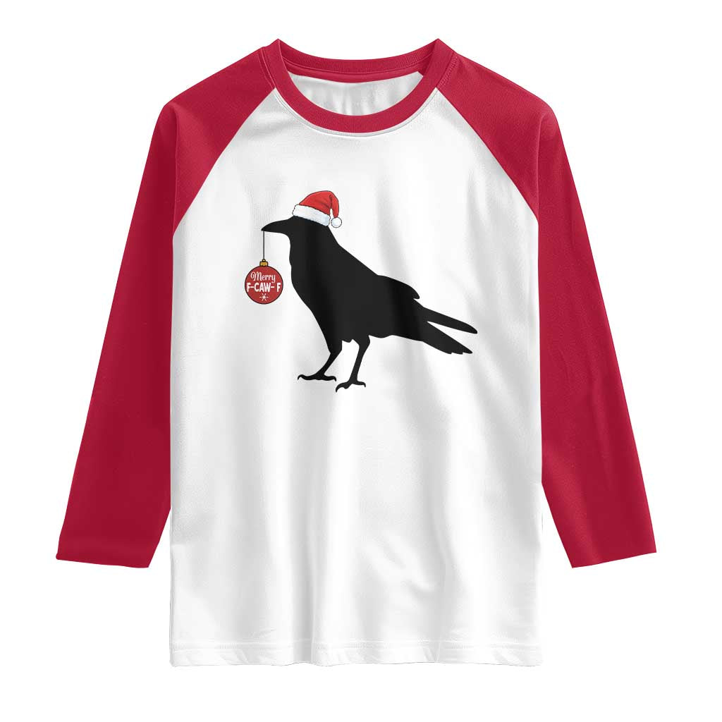 Christmas F Caw F Raglan Shirt Funny Black Crow Merry Xmas - Wonder Print Shop