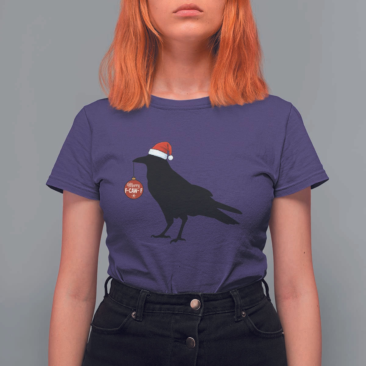 Christmas F Caw F T Shirt For Women Funny Black Crow Merry Xmas - Wonder Print Shop