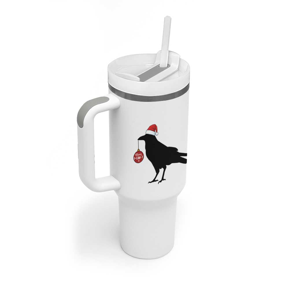 Christmas F Caw F Tumbler With Handle Funny Black Crow Merry Xmas - Wonder Print Shop