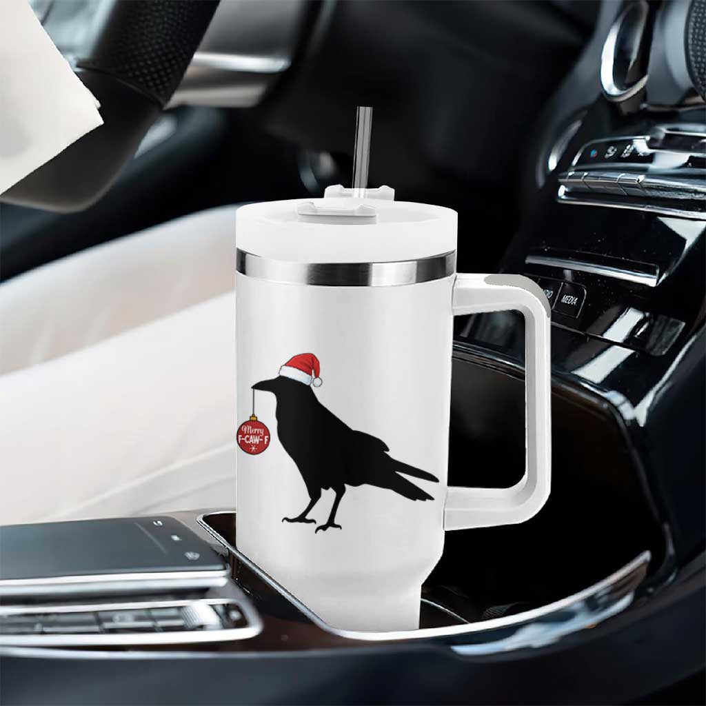 Christmas F Caw F Tumbler With Handle Funny Black Crow Merry Xmas - Wonder Print Shop
