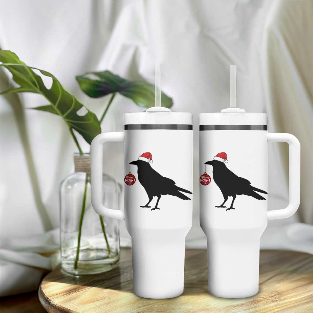 Christmas F Caw F Tumbler With Handle Funny Black Crow Merry Xmas - Wonder Print Shop
