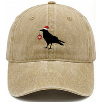 Christmas F Caw F Washed Cotton Baseball Cap Funny Black Crow Merry Xmas