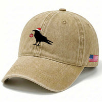 Christmas F Caw F Washed Cotton Baseball Cap Funny Black Crow Merry Xmas
