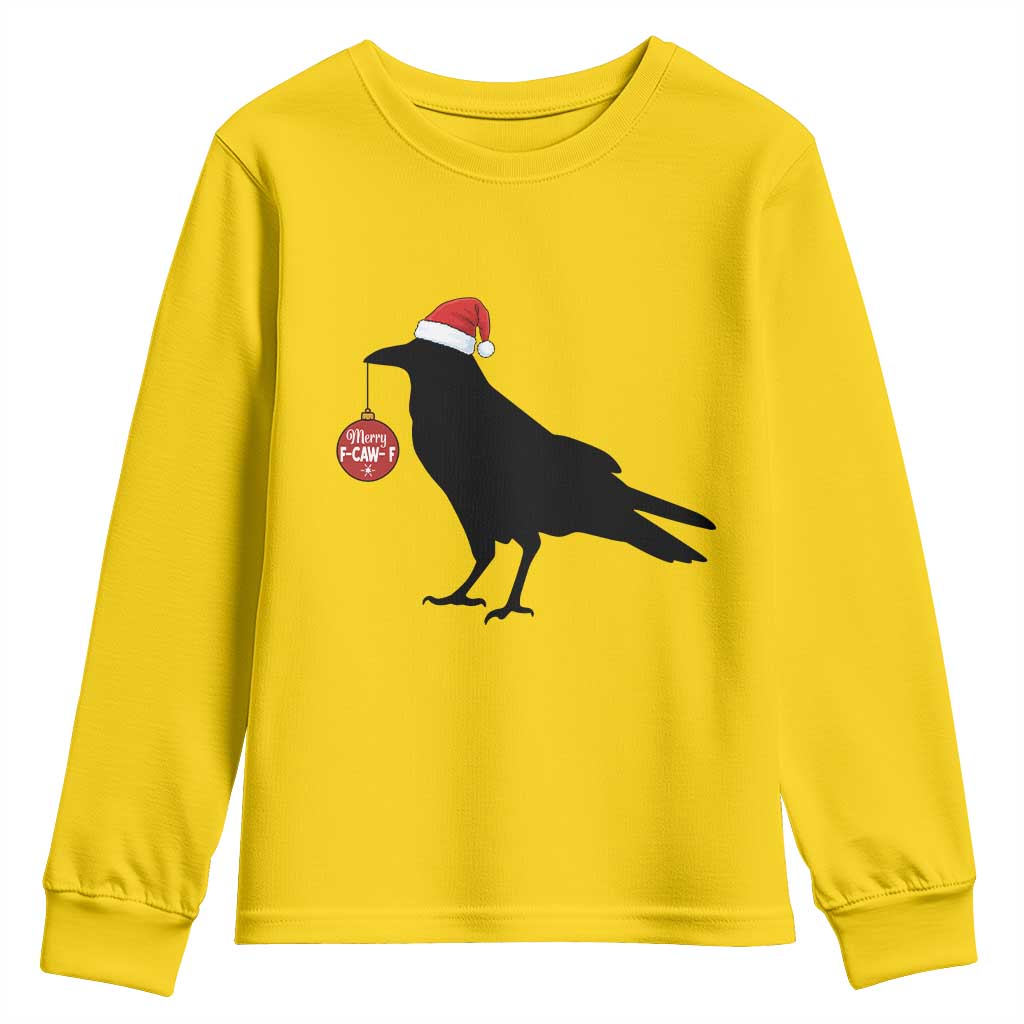 Christmas F Caw F Youth Sweatshirt Funny Black Crow Merry Xmas - Wonder Print Shop