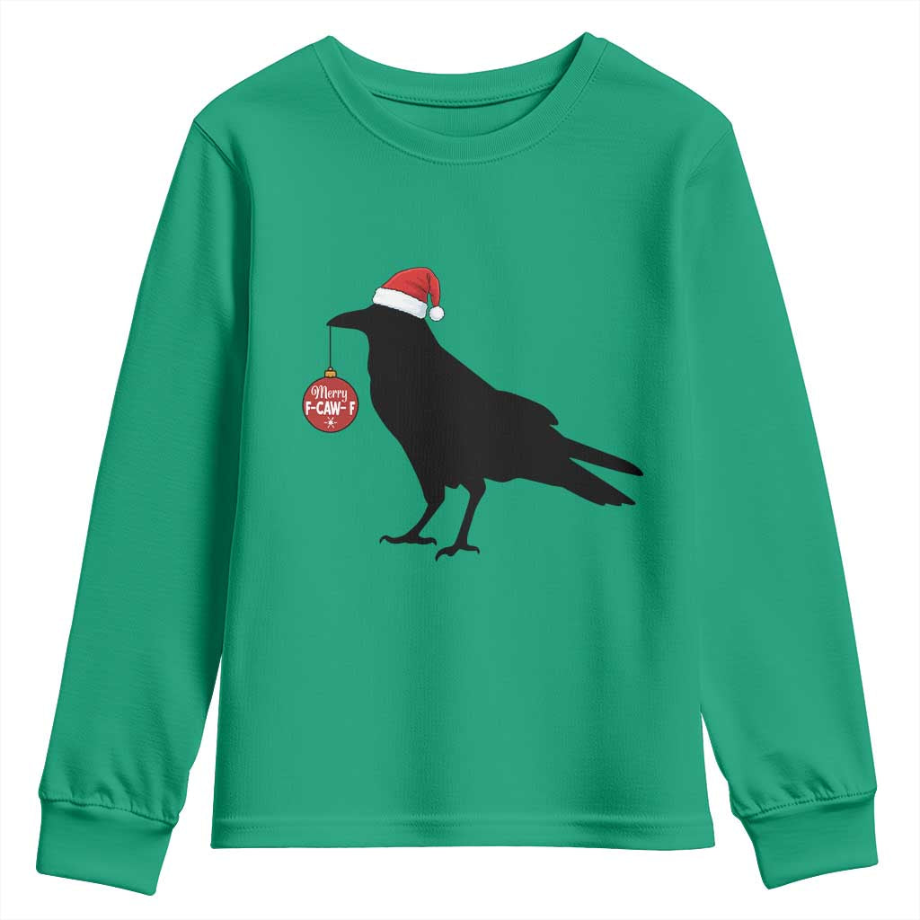 Christmas F Caw F Youth Sweatshirt Funny Black Crow Merry Xmas - Wonder Print Shop