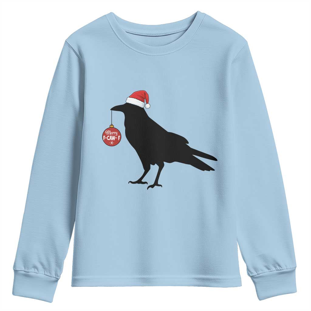 Christmas F Caw F Youth Sweatshirt Funny Black Crow Merry Xmas - Wonder Print Shop
