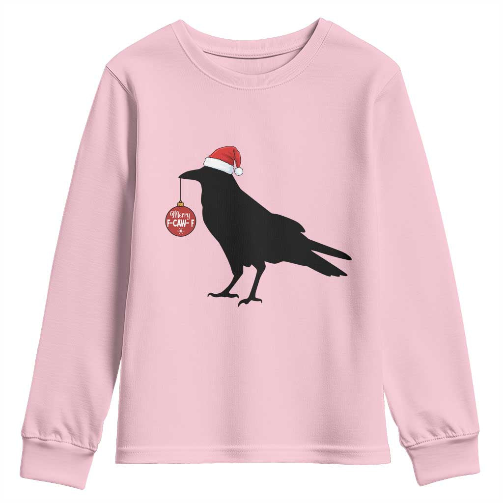 Christmas F Caw F Youth Sweatshirt Funny Black Crow Merry Xmas - Wonder Print Shop