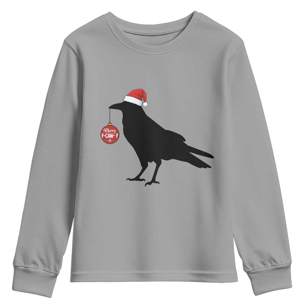 Christmas F Caw F Youth Sweatshirt Funny Black Crow Merry Xmas - Wonder Print Shop