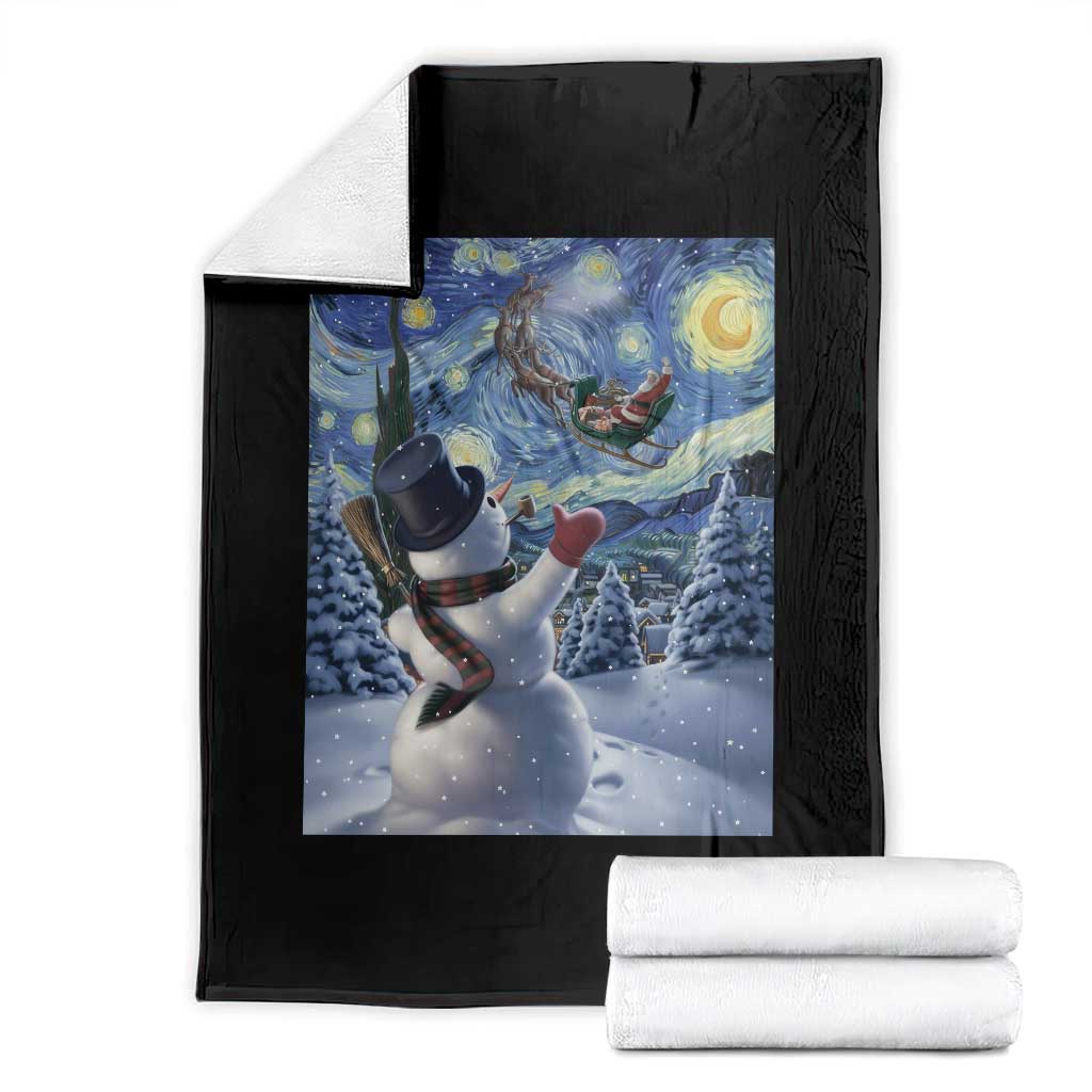 Christmas Snowman Starry Night Throw Blanket - Wonder Print Shop