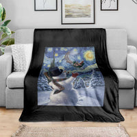 Christmas Snowman Starry Night Throw Blanket - Wonder Print Shop