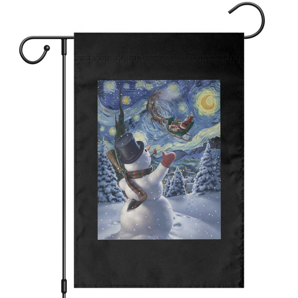 Christmas Snowman Starry Night Garden Flag - Wonder Print Shop