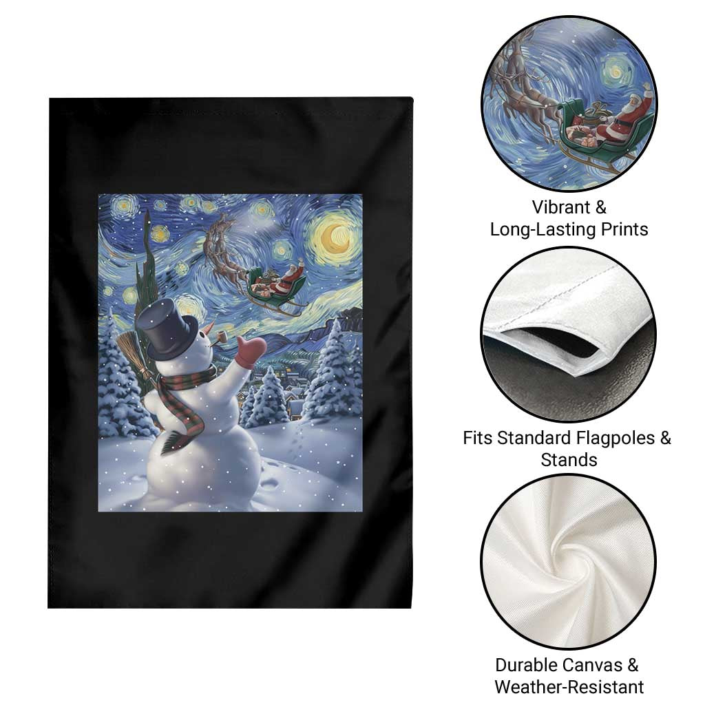 Christmas Snowman Starry Night Garden Flag - Wonder Print Shop