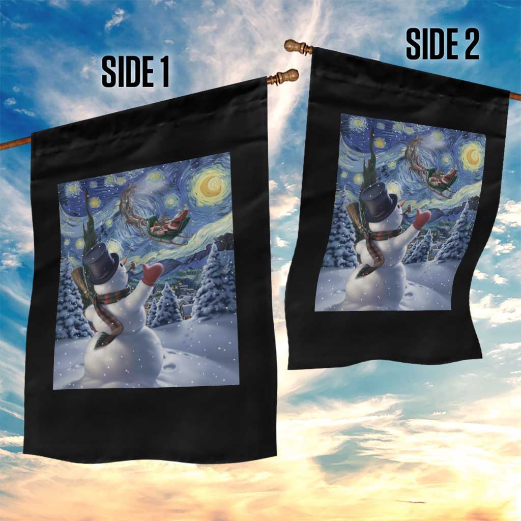 Christmas Snowman Starry Night Garden Flag - Wonder Print Shop
