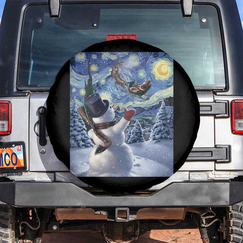 Christmas Snowman Starry Night Spare Tire Cover - Wonder Print Shop