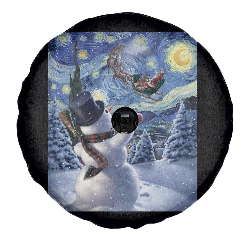 Christmas Snowman Starry Night Spare Tire Cover - Wonder Print Shop