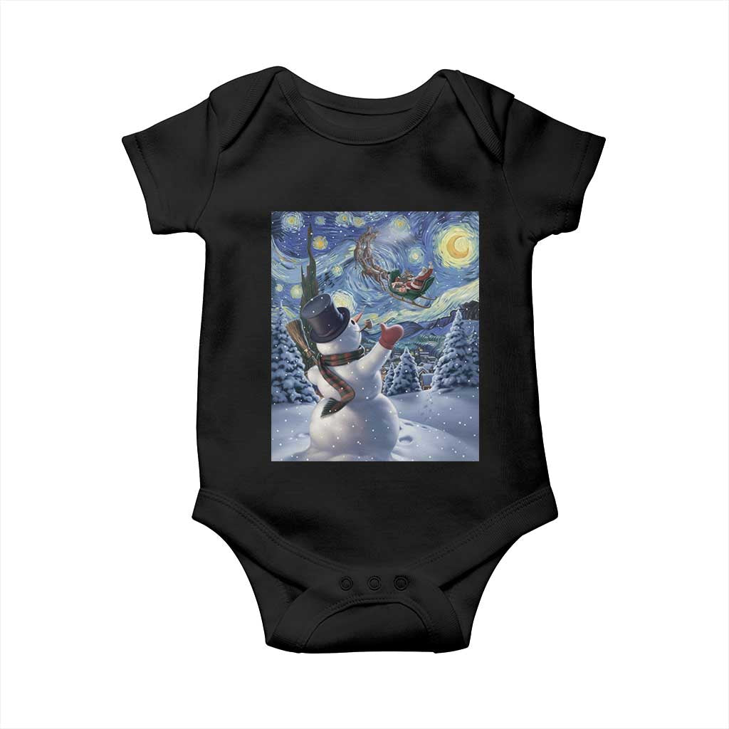 Christmas Snowman Starry Night Baby Onesie - Wonder Print Shop
