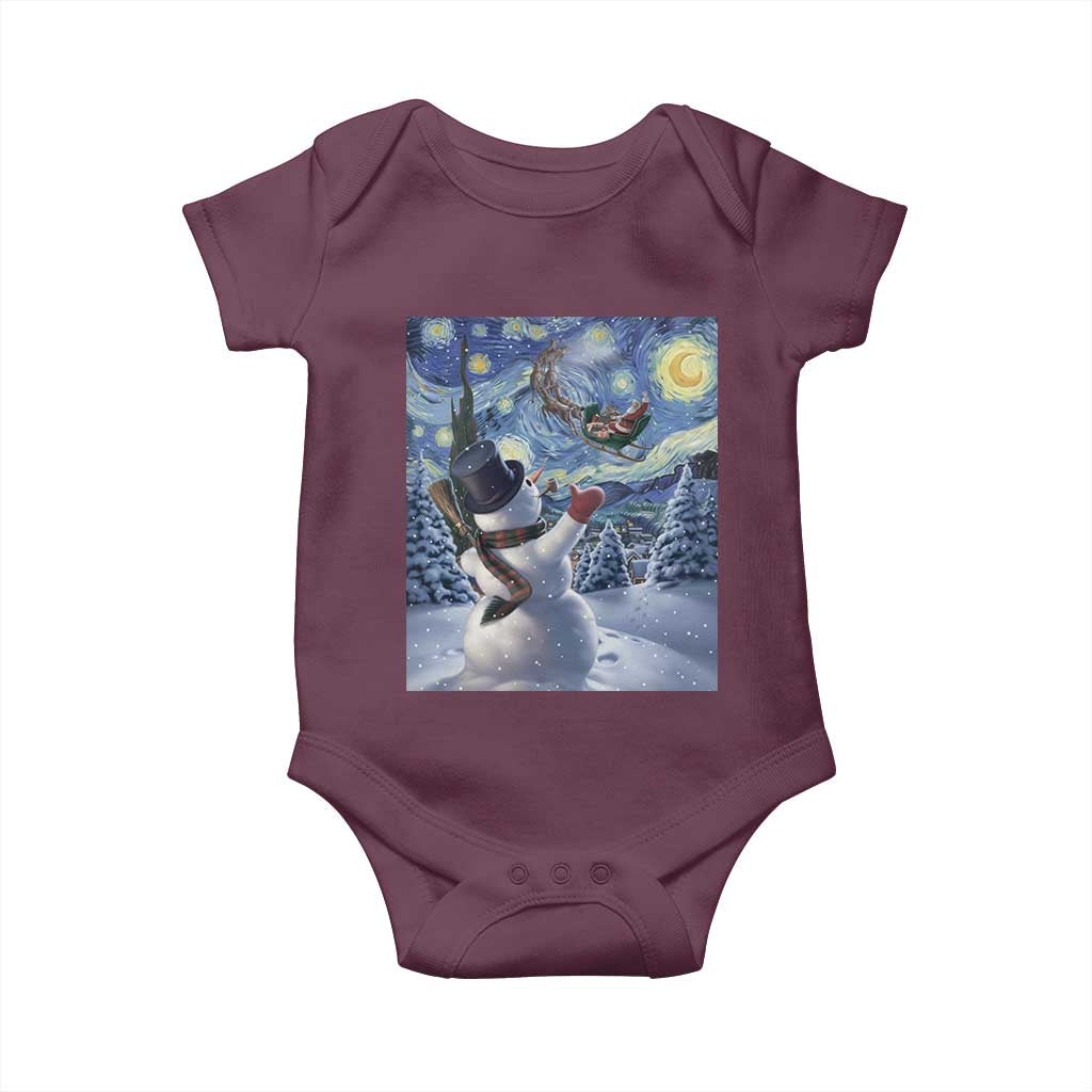 Christmas Snowman Starry Night Baby Onesie - Wonder Print Shop
