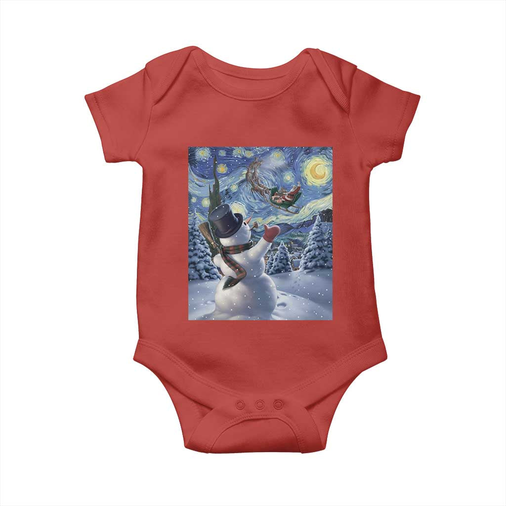 Christmas Snowman Starry Night Baby Onesie - Wonder Print Shop