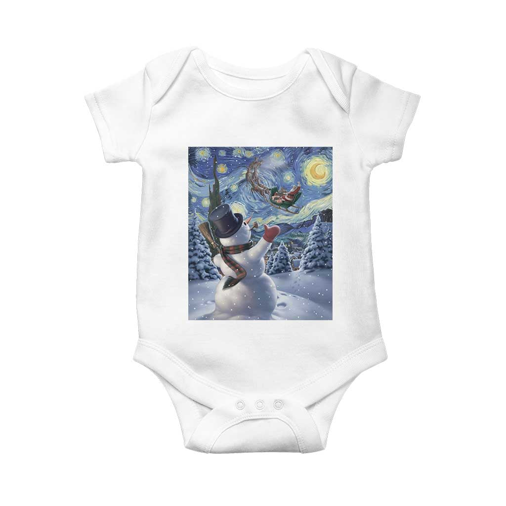 Christmas Snowman Starry Night Baby Onesie - Wonder Print Shop