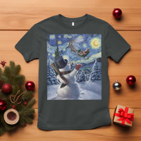 Christmas Snowman Starry Night T Shirt - Wonder Print Shop