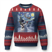 Xmas Snowman Starry Night Ugly Christmas Sweater - Wonder Print Shop