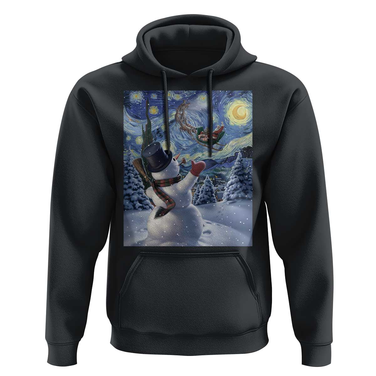 Christmas Snowman Starry Night Hoodie - Wonder Print Shop