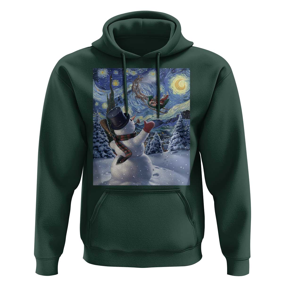 Christmas Snowman Starry Night Hoodie - Wonder Print Shop