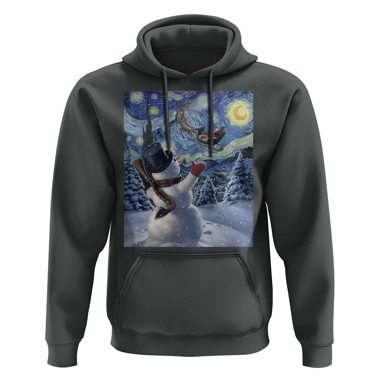Christmas Snowman Starry Night Hoodie - Wonder Print Shop
