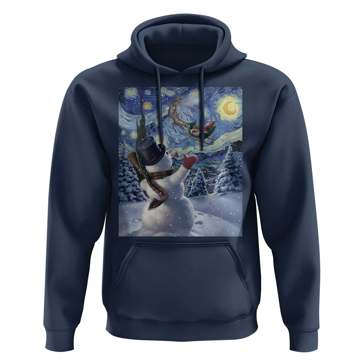 Christmas Snowman Starry Night Hoodie - Wonder Print Shop